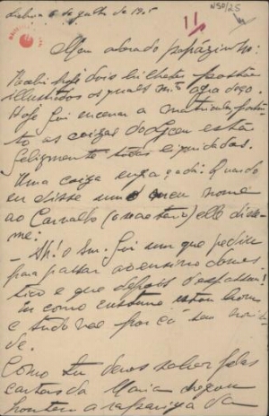 [Carta, 1905 jul. 6, Lisboa a Carlos de Sá Carneiro, Paris]
