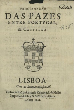 Proclamação das pazes entre Portugal, & Castella