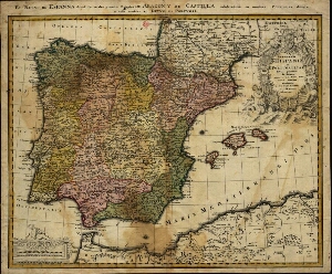 Regnorum Hispaniae et Portugalliae Tabula generalis  = <El >reyno de Espanna dividido en dos grandes...