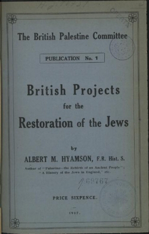 British projects for the restoration of the jews