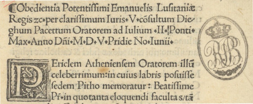 Obedientia Potentissimi Emanuelis Lusitaniae Regis…Roma, 1505