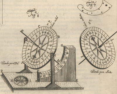 Imagem 5 - Relógio equinocial in Arte pratica de navegar : e Regimento de pilotos…, de Luís Serrão Pimentel, Lisboa, 1681